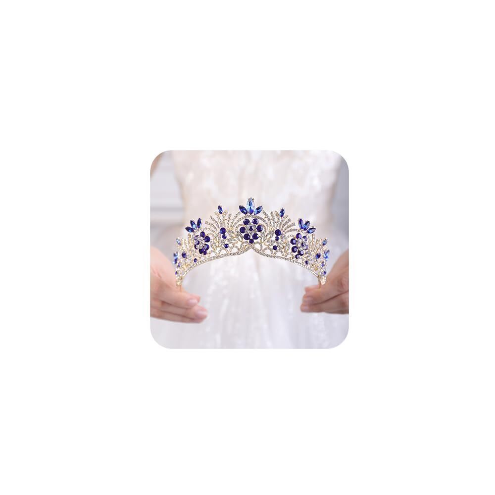 1983 Crystal Princess Tiara for Halloween Costume Rhinestone Crown Blue